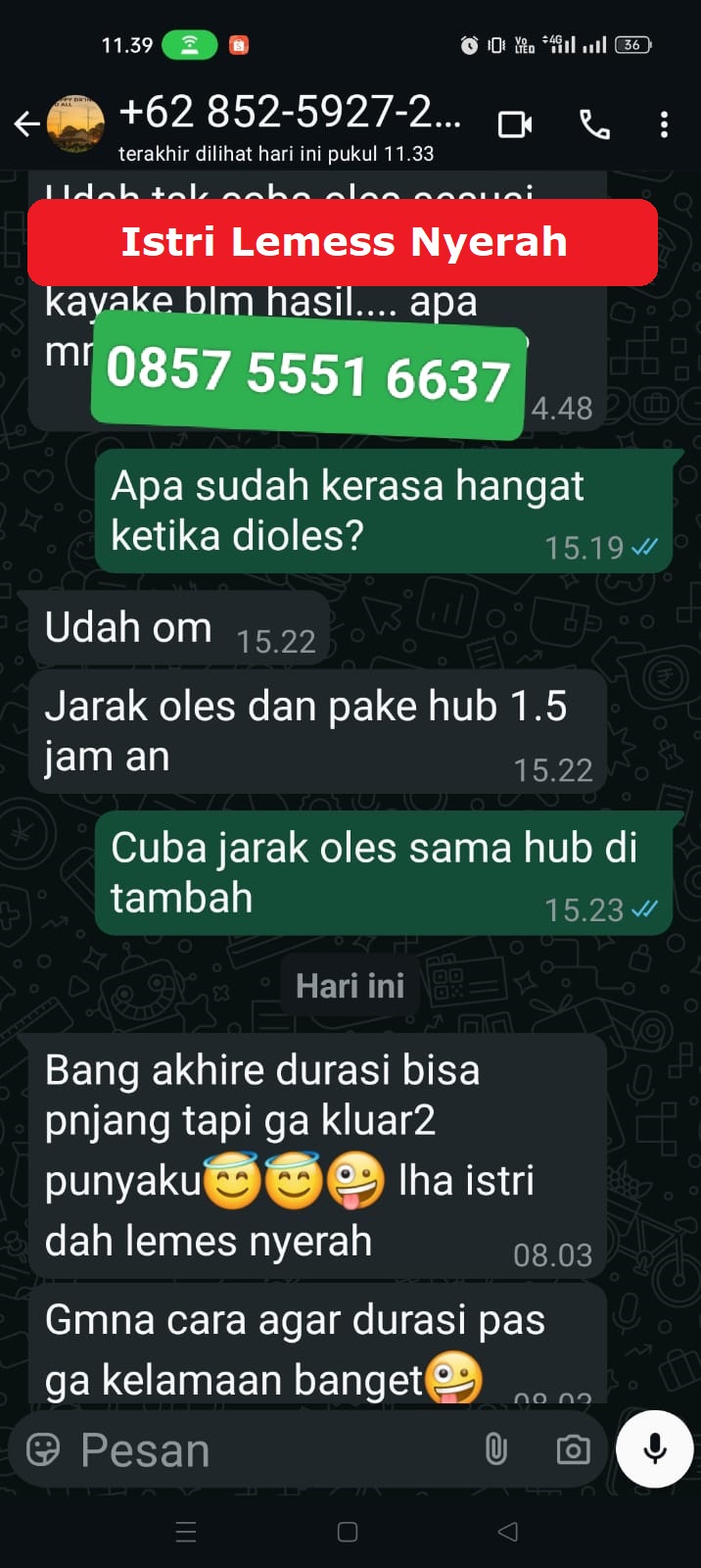 Screenshot testimoni pelanggan pertama